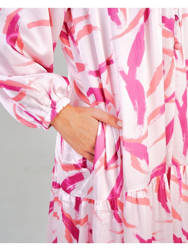 SUNDAE TIERED DRESS - CRYSTAL PINK