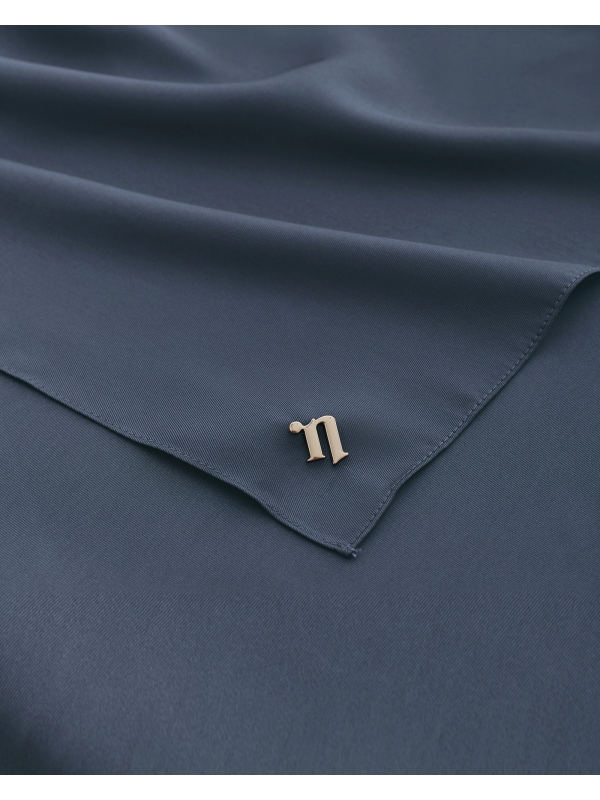 TAHIRA SATIN TWILL SHAWL - NAVY BLUE