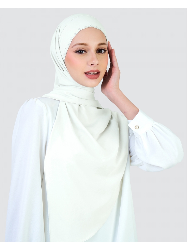 WIDURI EMBROIDERED CRYSTAL SEMI-INSTANT SHAWL - WHITE