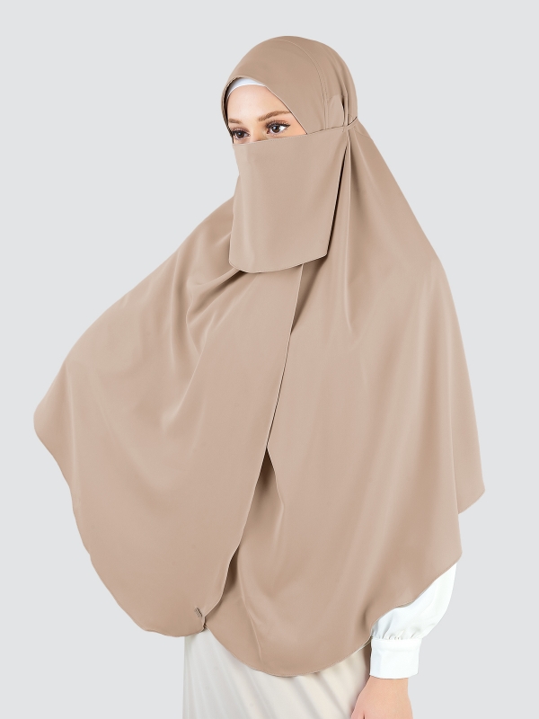 X-PRESS KHALEESI KHIMAR WITH NIQAB - MILK TEA