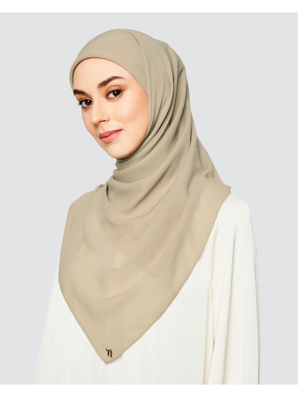 YASMINE WOOL CHIFFON SQUARE - BROWN SUGAR