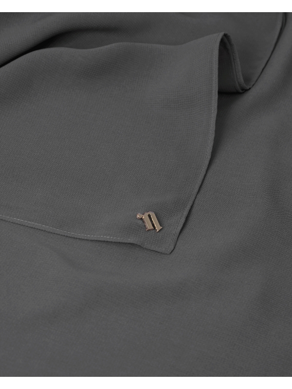 YASMINE WOOL CHIFFON SQUARE - DEEP SMOKEY GREY