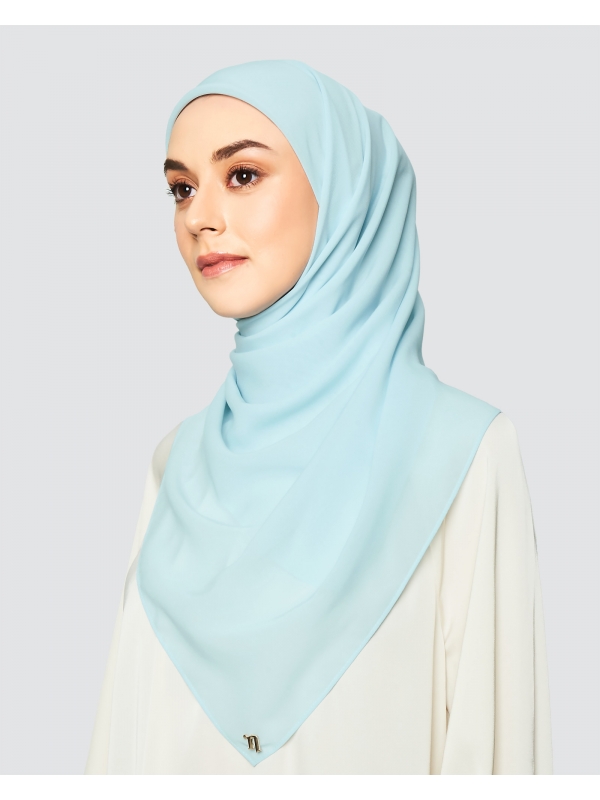 YASMINE WOOL CHIFFON SQUARE - LIGHT BLUE