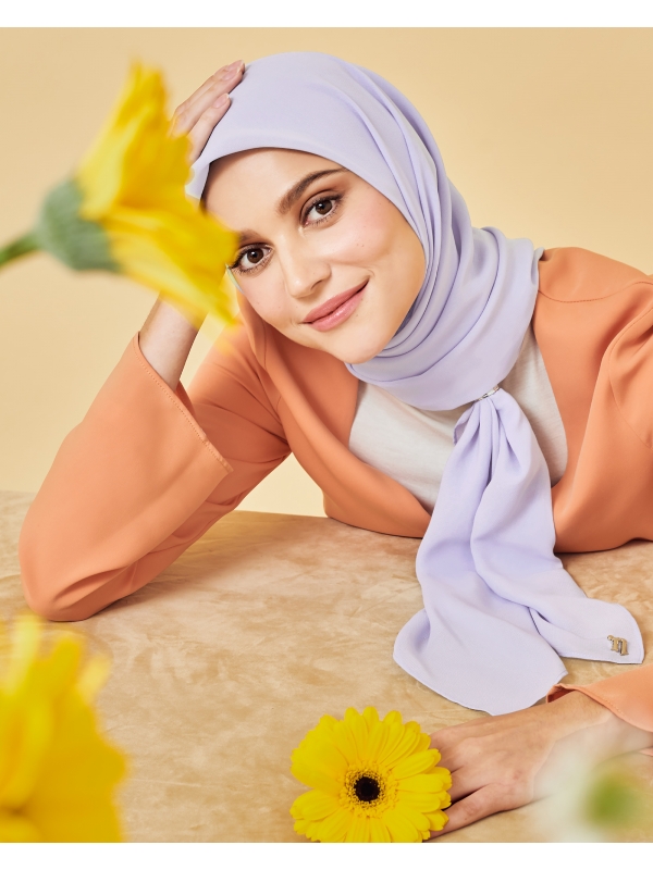 YASMINE WOOL CHIFFON SQUARE - LILAC