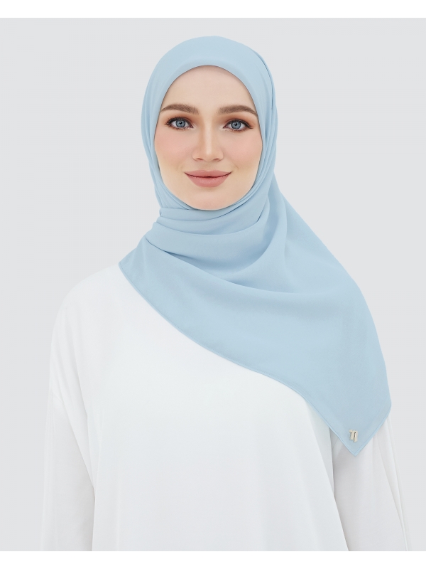 YASMINE WOOL CHIFFON SQUARE - MISTY BLUE