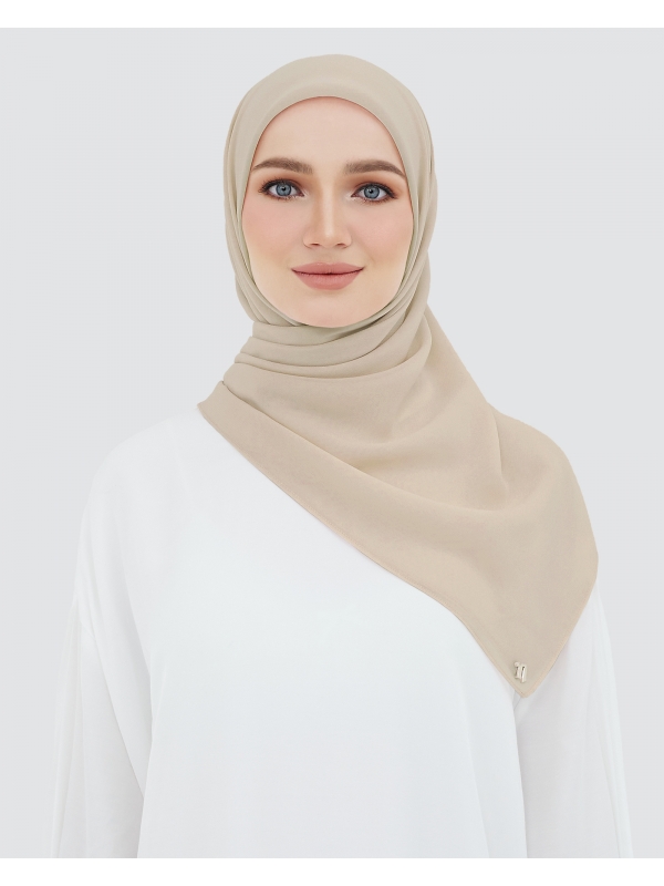 YASMINE WOOL CHIFFON SQUARE - SOFT TAN
