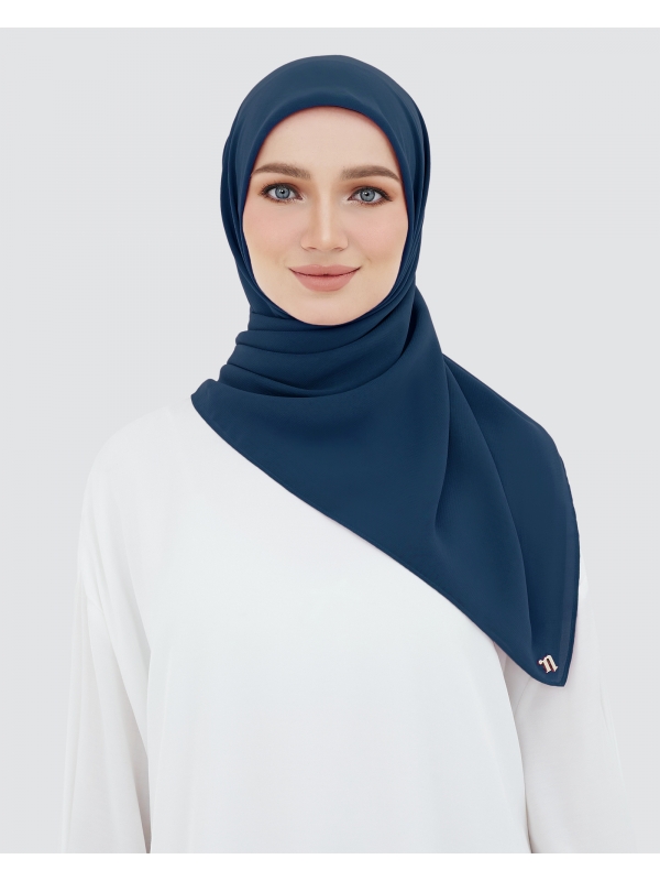 YASMINE WOOL CHIFFON SQUARE - DARK BLUE