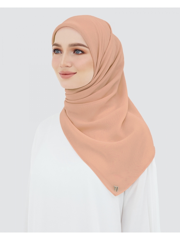 YASMINE WOOL CHIFFON SQUARE - PERSIMMON