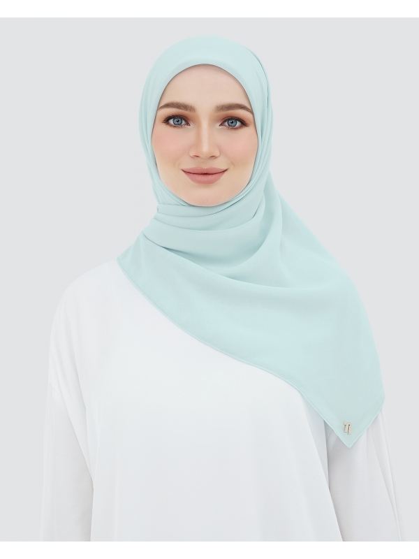 YASMINE WOOL CHIFFON SQUARE - BLUE GREY