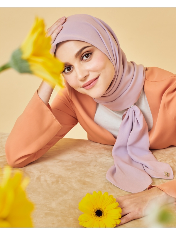 YASMINE WOOL CHIFFON SQUARE - DAWN PINK