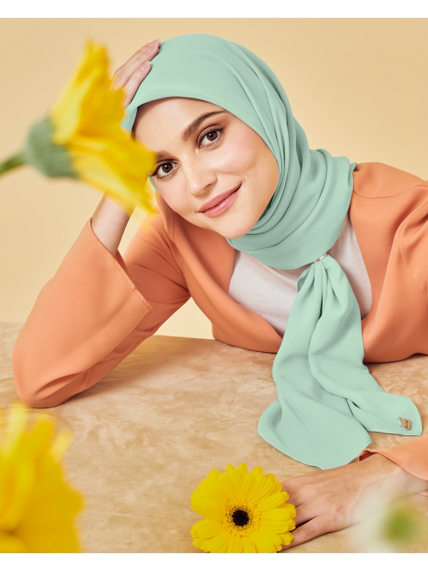 YASMINE WOOL CHIFFON SQUARE - SAGE