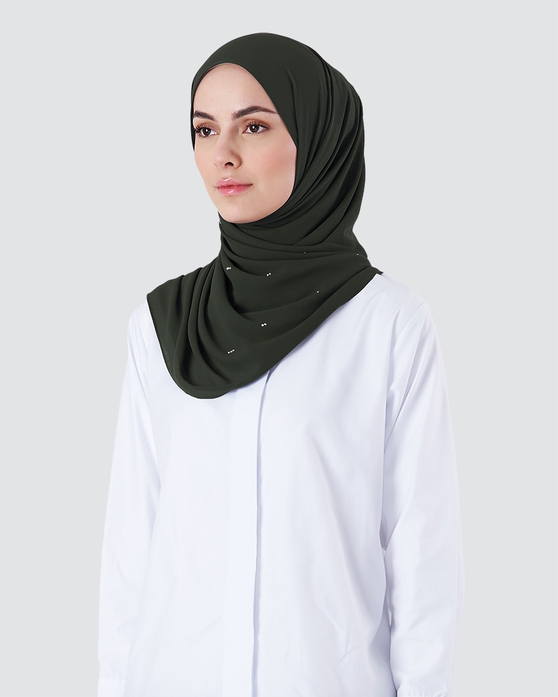 BRYA SHAWL - DUSTY BROWN-GREEN OLIVE