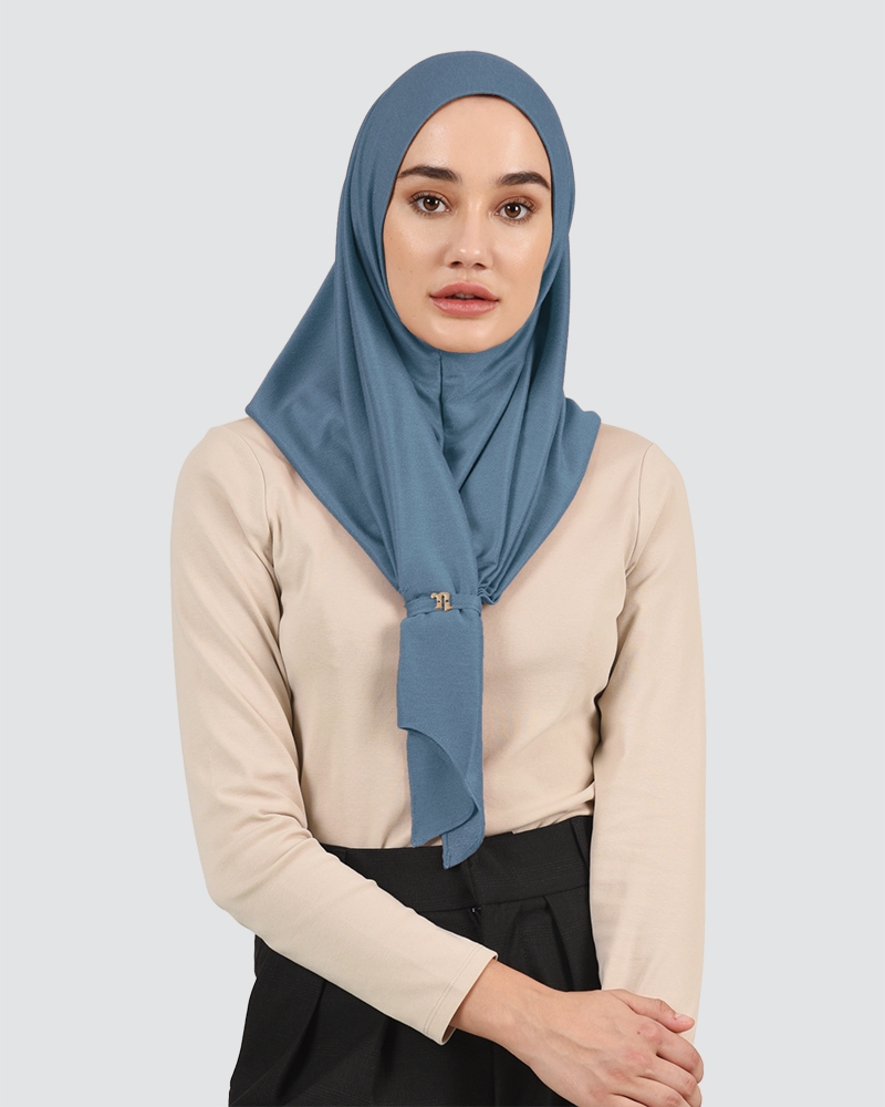 FRONT KNOT DENIM - DEEP DUSTY CYAN-BLUE