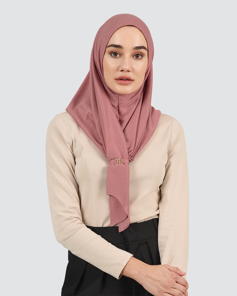 FRONT KNOT DENIM - DUSTY RED-PINK