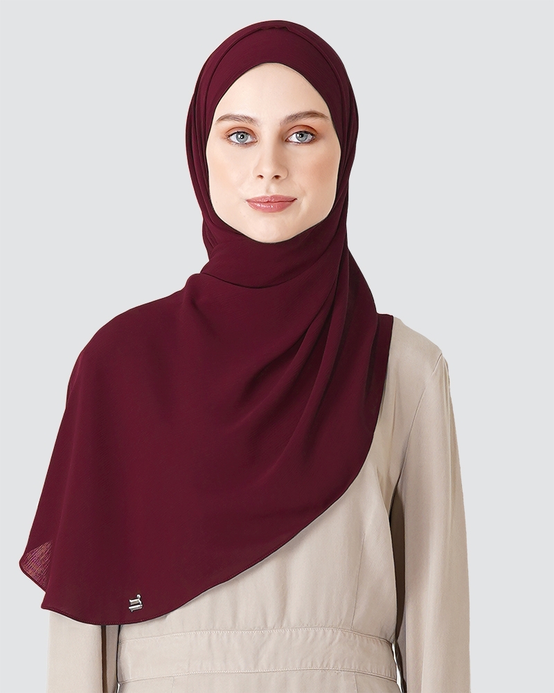 LINIA LINE CHIFFON SHAWL - DARK SMOKEY RED