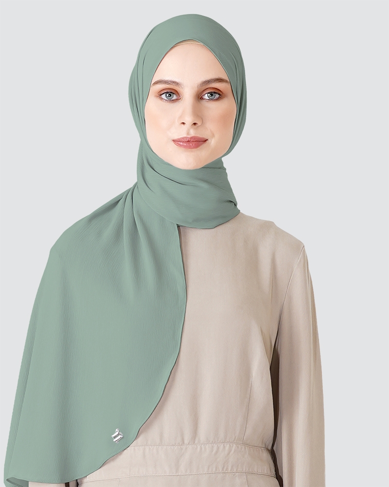 LINIA LINE CHIFFON SHAWL - MEDIUM DUSTY GREEN-APPLE
