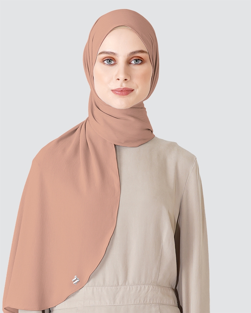 LINIA LINE CHIFFON SHAWL - MEDIUM DUSTY WARM ALMOND