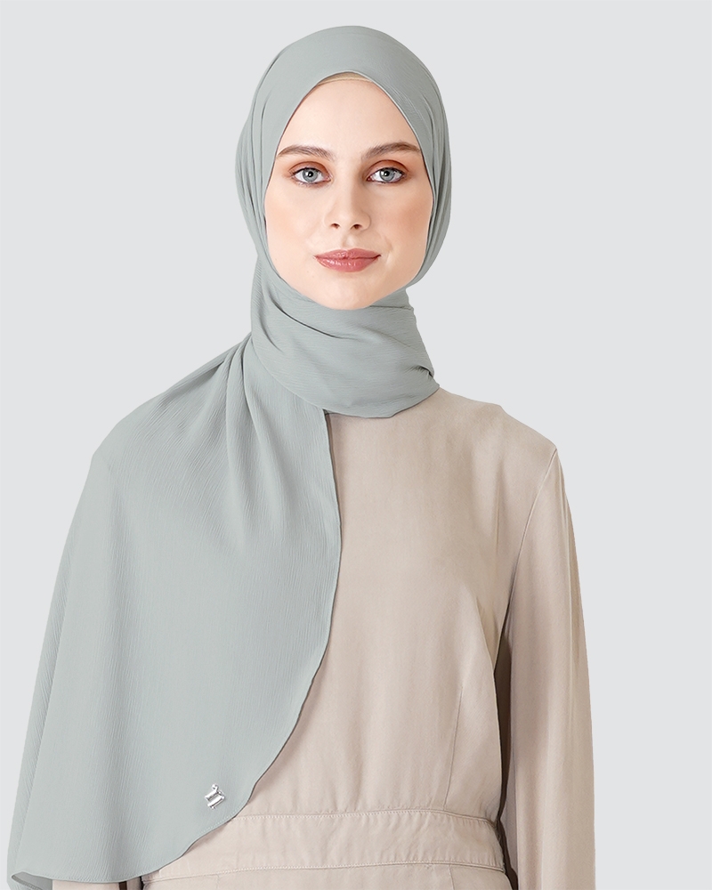 LINIA LINE CHIFFON SHAWL - MEDIUM GREY-BLUE