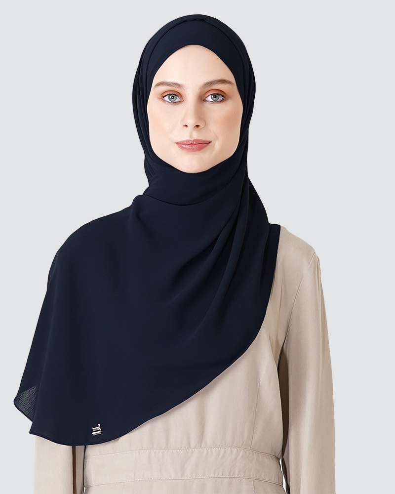 LINIA LINE CHIFFON SHAWL - SMOKEY DARK BLUE