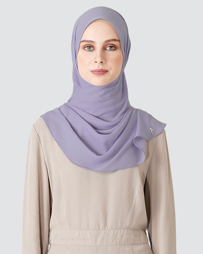 LONG CHIFFON SHAWL - POWDERY LAVENDER-PURPLE