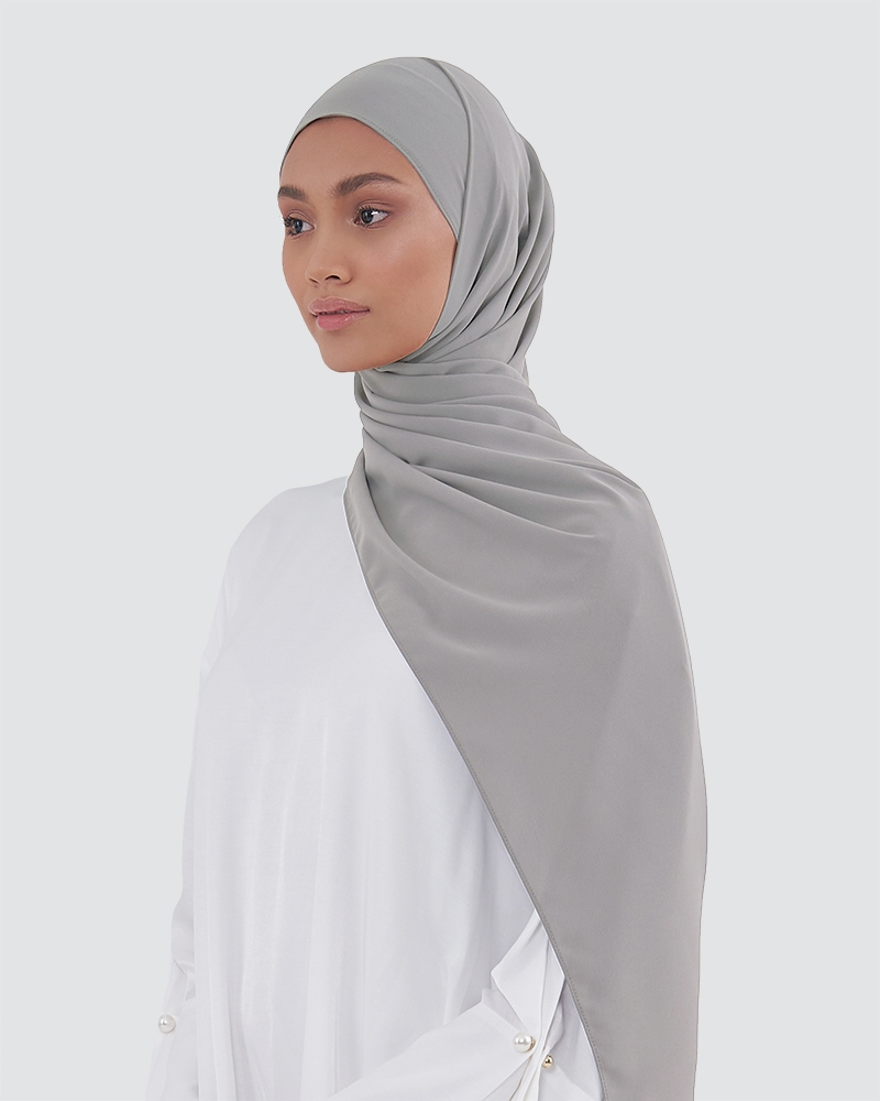 MAYA MATTE SATIN SHAWL - SILVER GREY