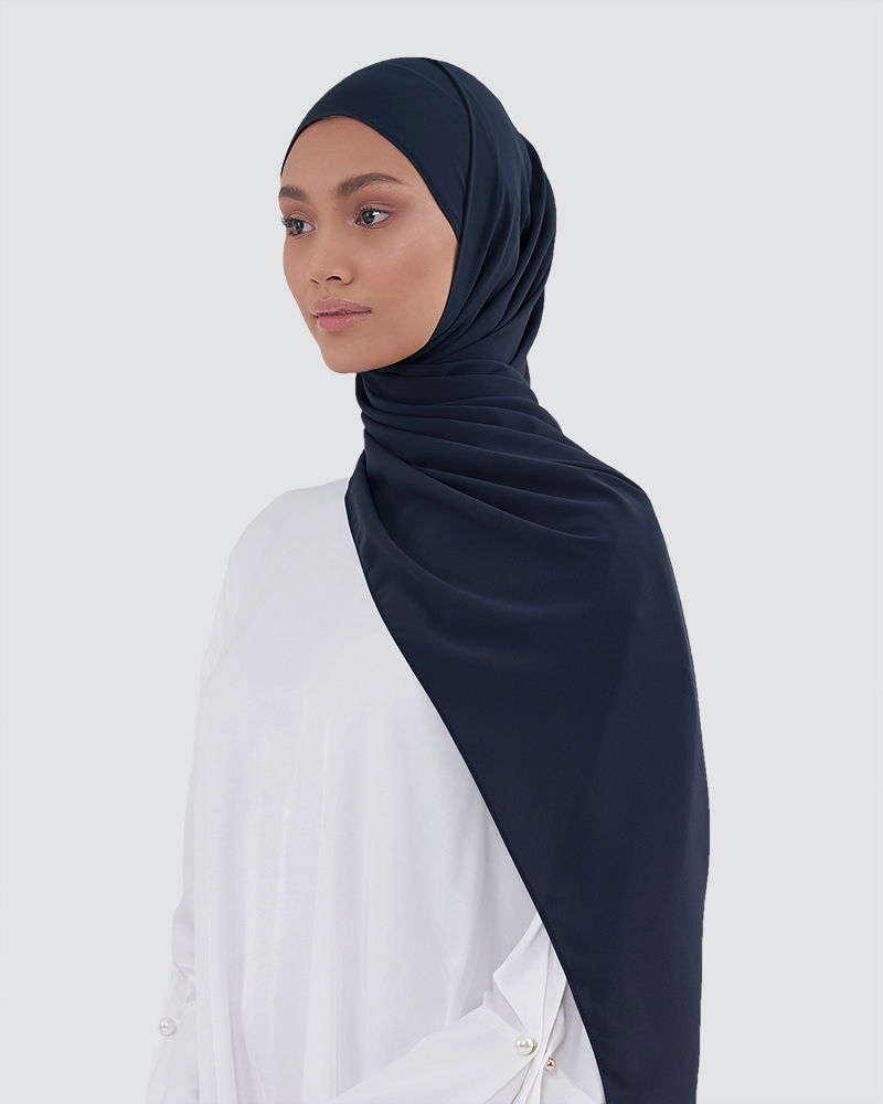 MAYA MATTE SATIN SHAWL - DARK BLUE