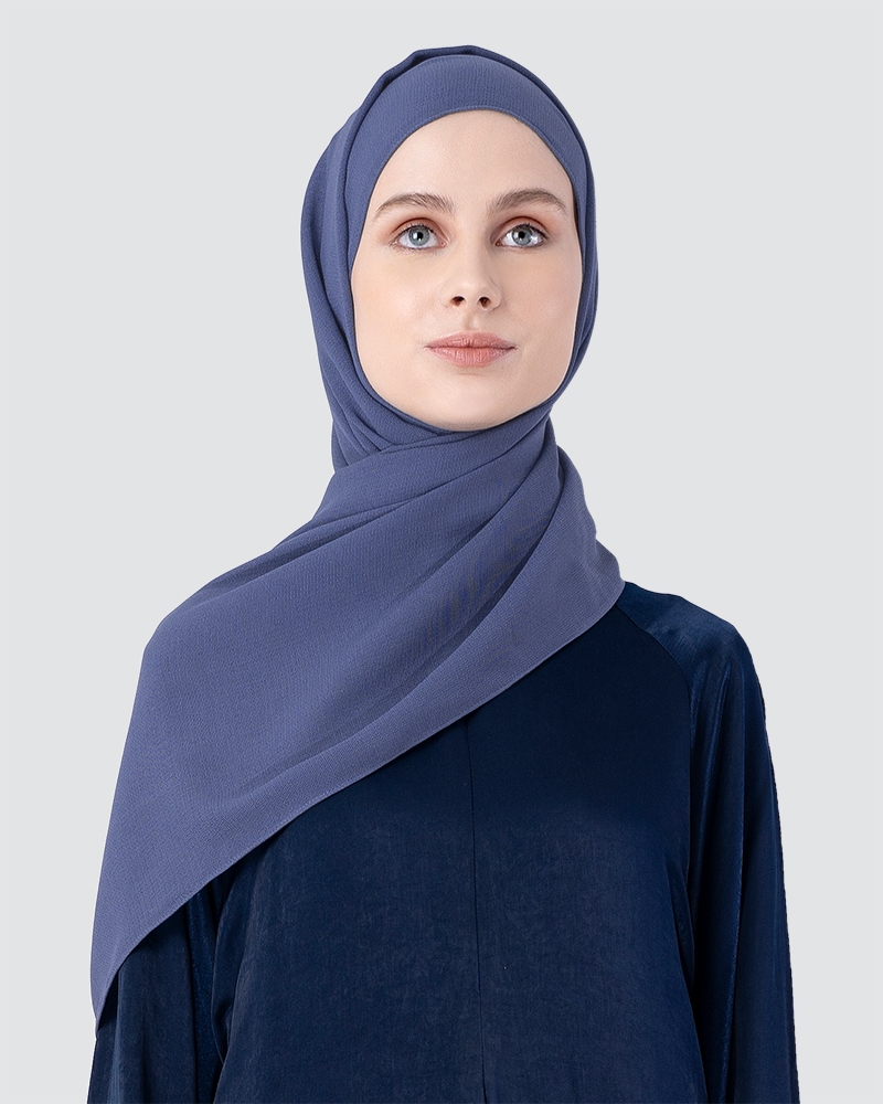 MILDA SHAWL - MEDIUM DUSTY CYAN-BLUE