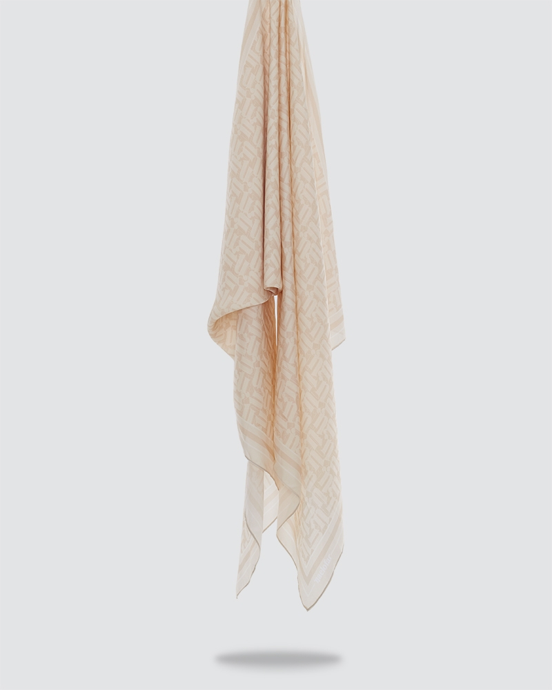 NAELOFAR MONOGRAM SHAWL- VERY LIGHT BROWN