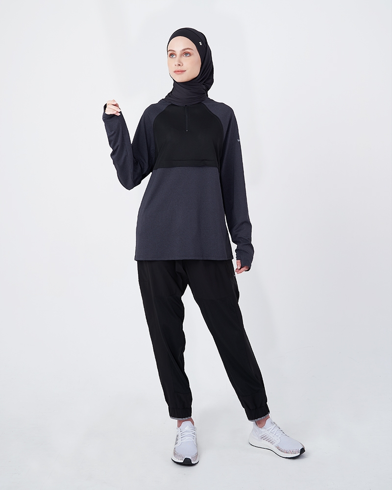 FRONT-MESH TRACK TOP - MEDIUM DEEP GREY-BLUE
