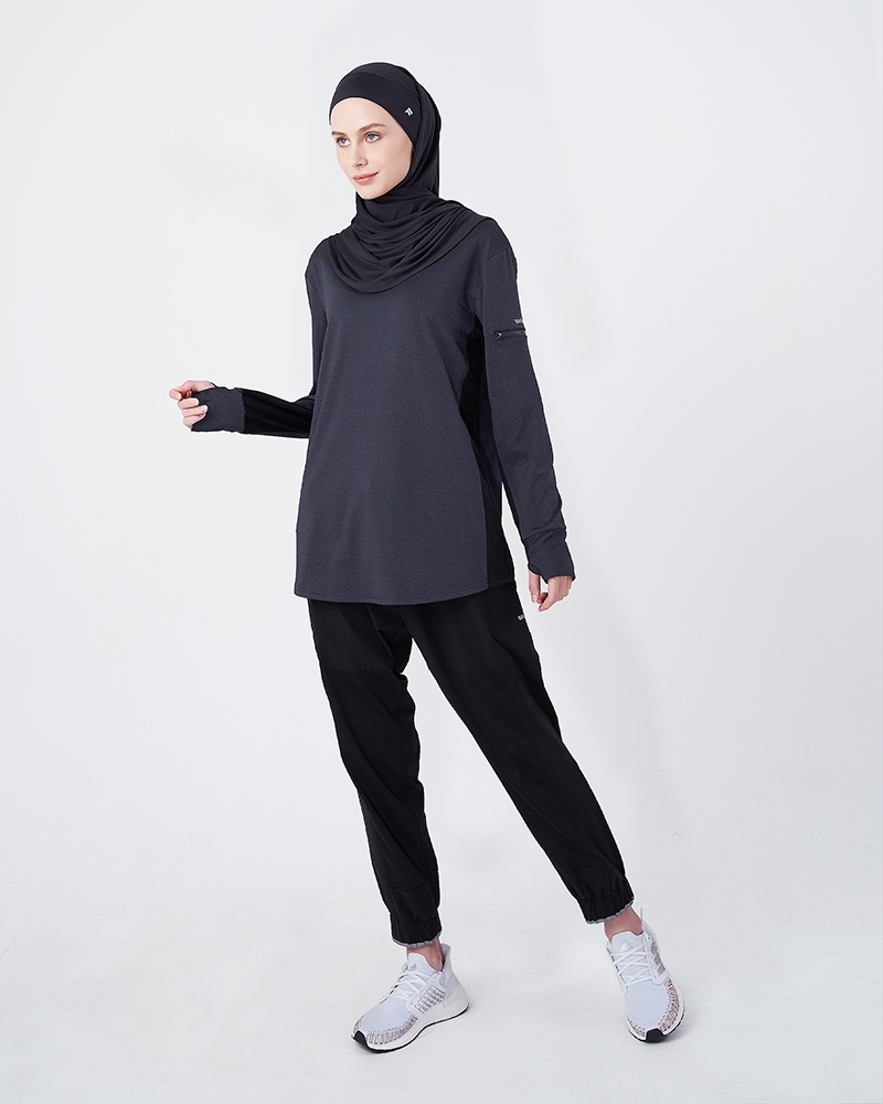 SIDE-MESH TRACK TOP - MEDIUM DEEP GREY-BLUE