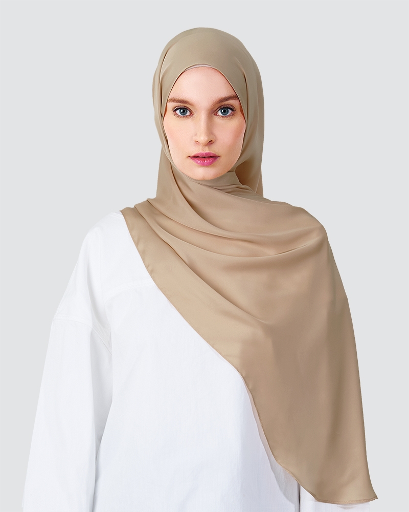 SWARA SATIN SHAWL - LIGHT DUSTY MUSHROOM