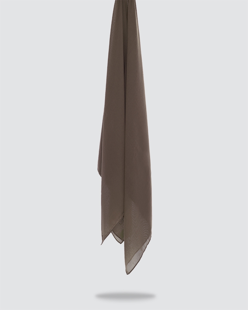 YASMINE WOOL CHIFFON SQUARE - MEDIUM DUSTY CHOCOLATE