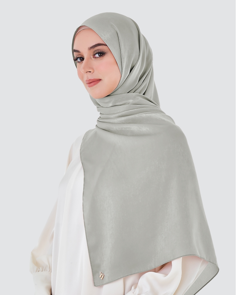 ASHA SATIN SHAWL - GREY