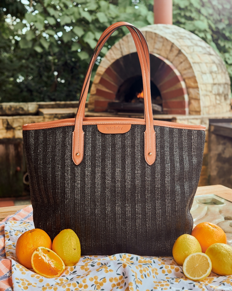 CAPRI STRAW TOTEBAG - BLACK