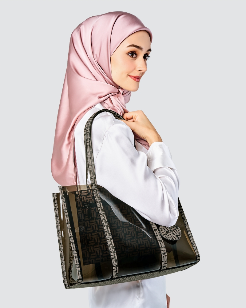 CLEAR TOTE BAG MONOGRAM EDITION - BLACK