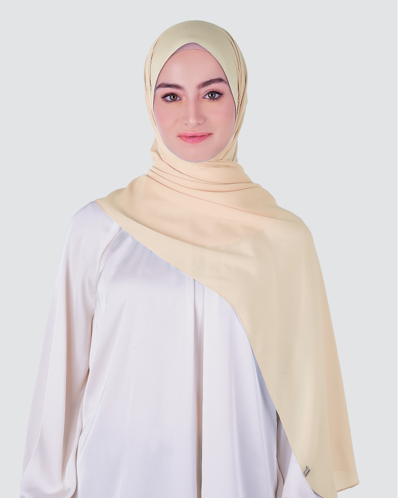 DOTTY TEXTURED CHIFFON SHAWL - BISCUIT