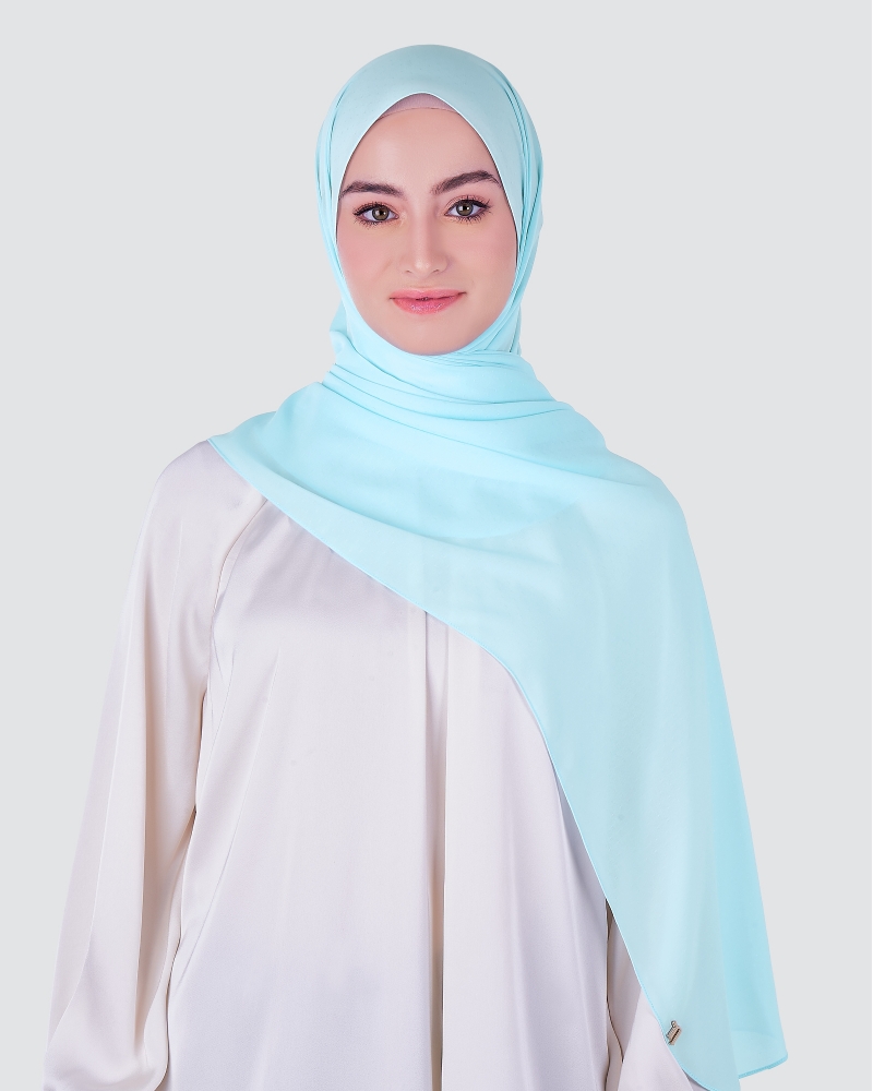 DOTTY TEXTURED CHIFFON SHAWL - BLUE