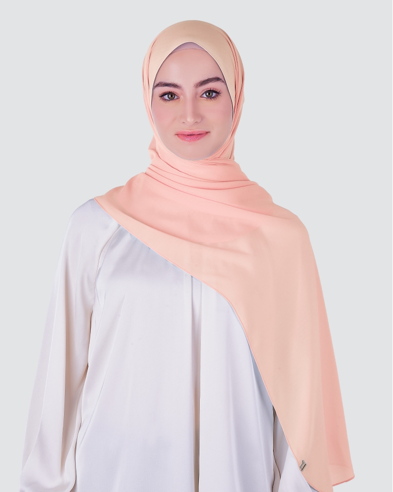 DOTTY TEXTURED CHIFFON SHAWL - SALMON PINK