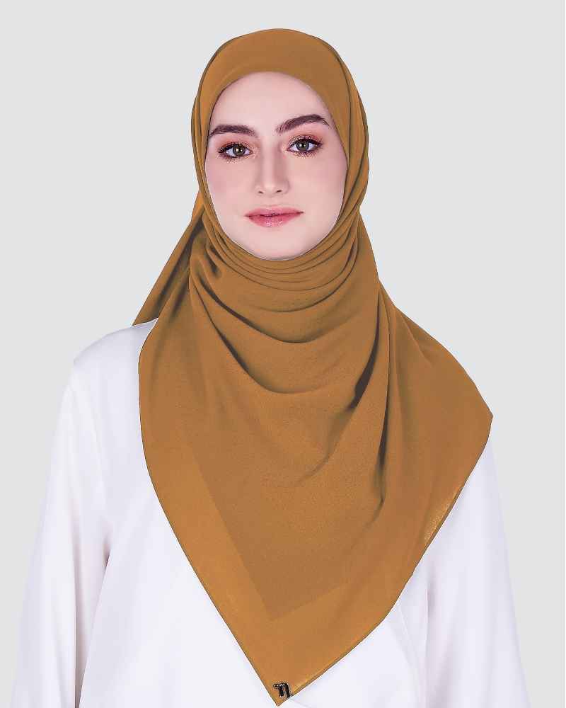 DOTTY TEXTURED CHIFFON SQUARE - MUSTARD
