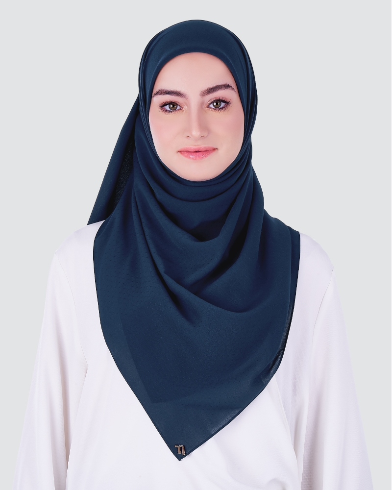 DOTTY TEXTURED CHIFFON SQUARE - NAVY BLUE