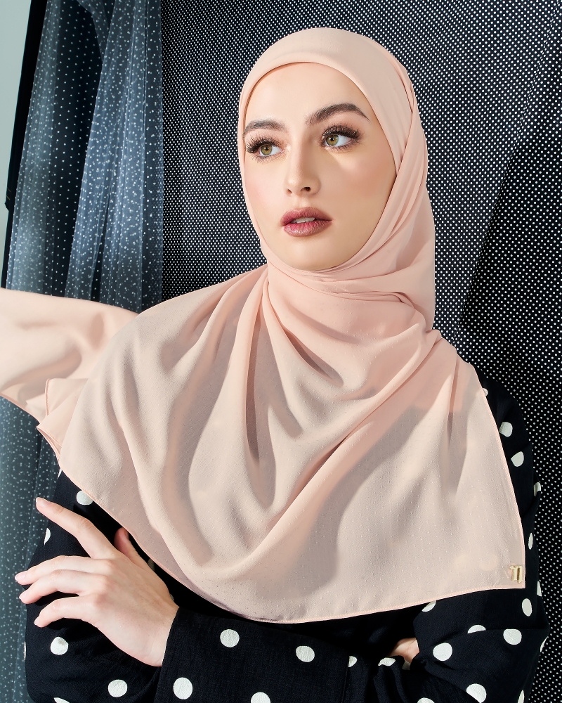 DOTTY TEXTURED CHIFFON SQUARE - SAKURA