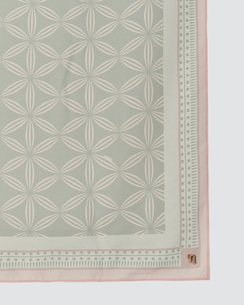 ECHO GEOMETRIC COTTON VOILE SQUARE - DUSTY GREY