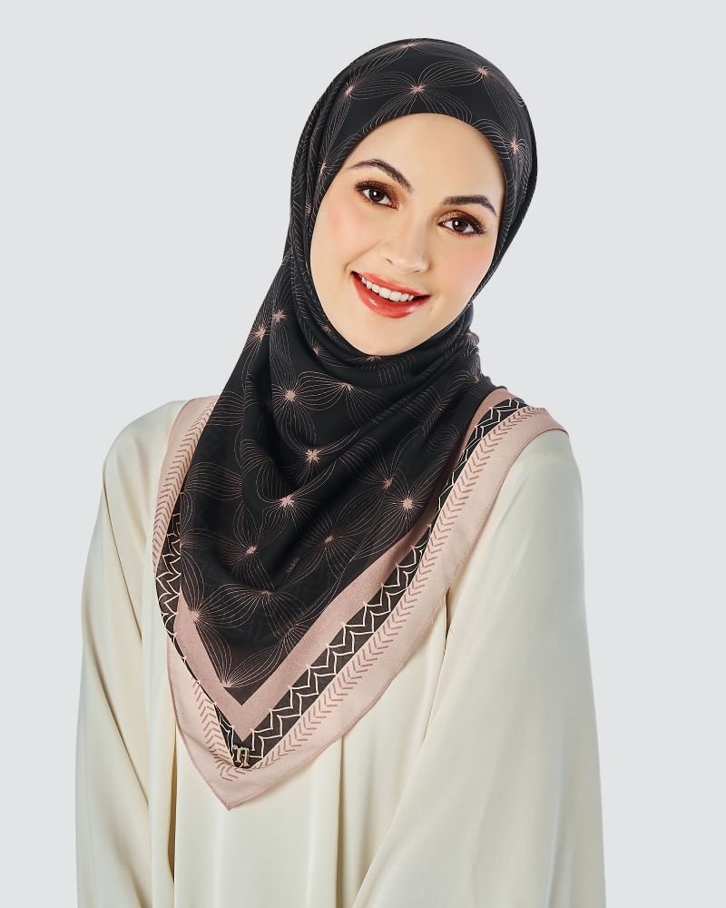 ECHO GEOMETRIC COTTON VOILE SQUARE - BLACK
