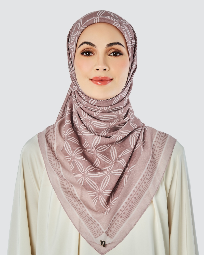 ECHO GEOMETRIC COTTON VOILE SQUARE - MAUVE