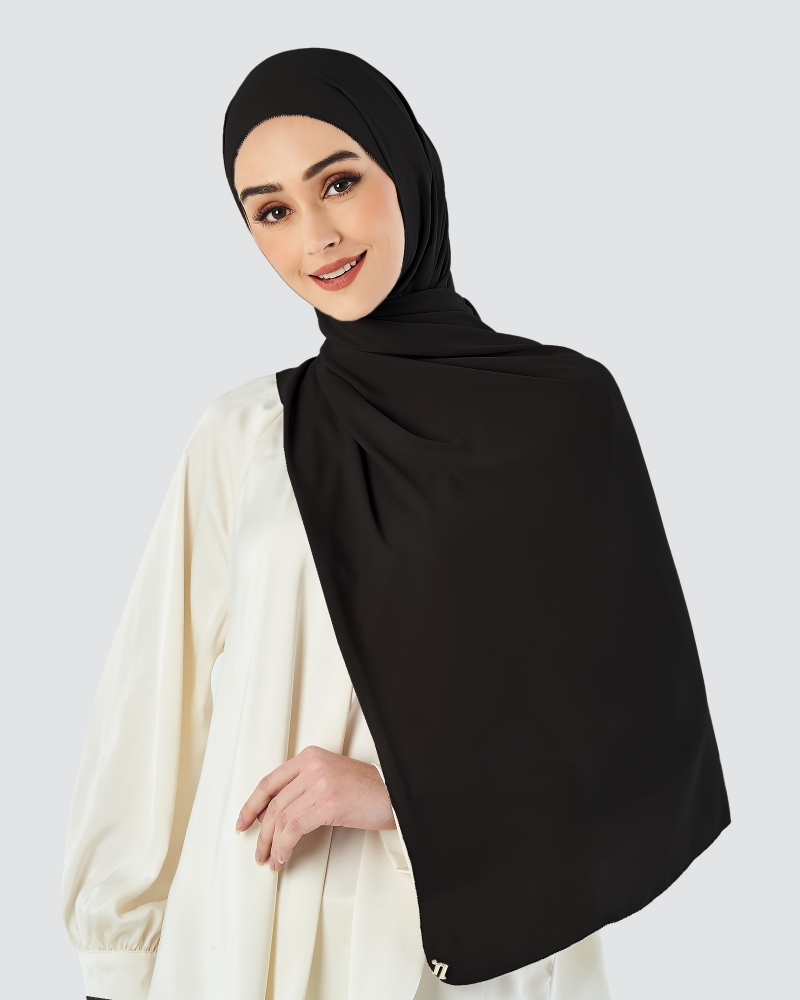 EILA CHIFFON SHAWL - BLACK