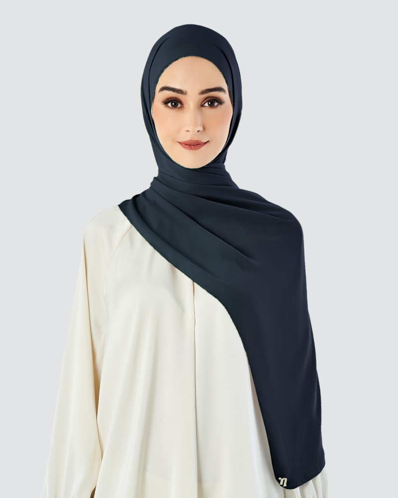 EILA CHIFFON SHAWL - NAVY BLUE