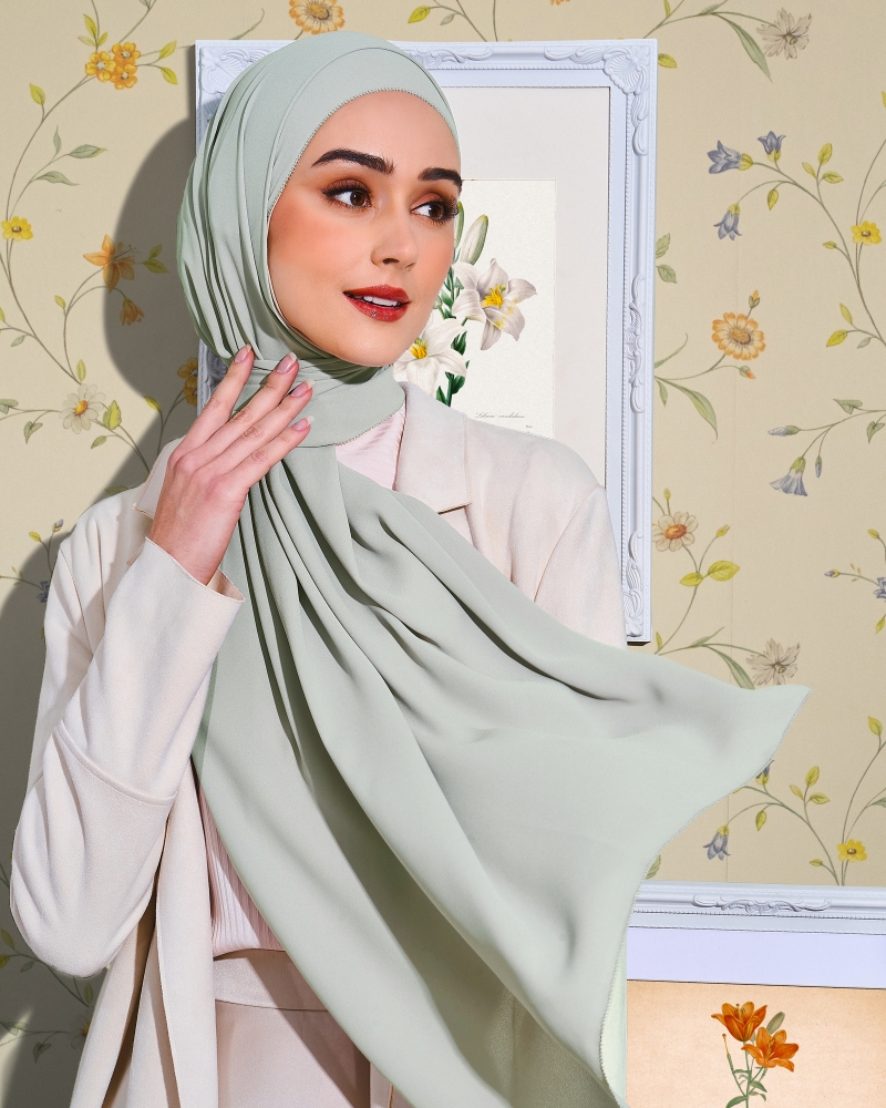 EILA CHIFFON SHAWL - ICE GREY