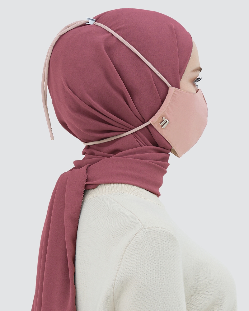 3-PLY COTTON FACE MASK - ADJUSTABLE HEADLOOP - BLUSH