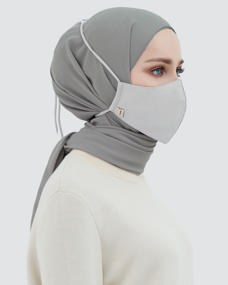 3-PLY COTTON FACE MASK - ADJUSTABLE HEADLOOP - GREY