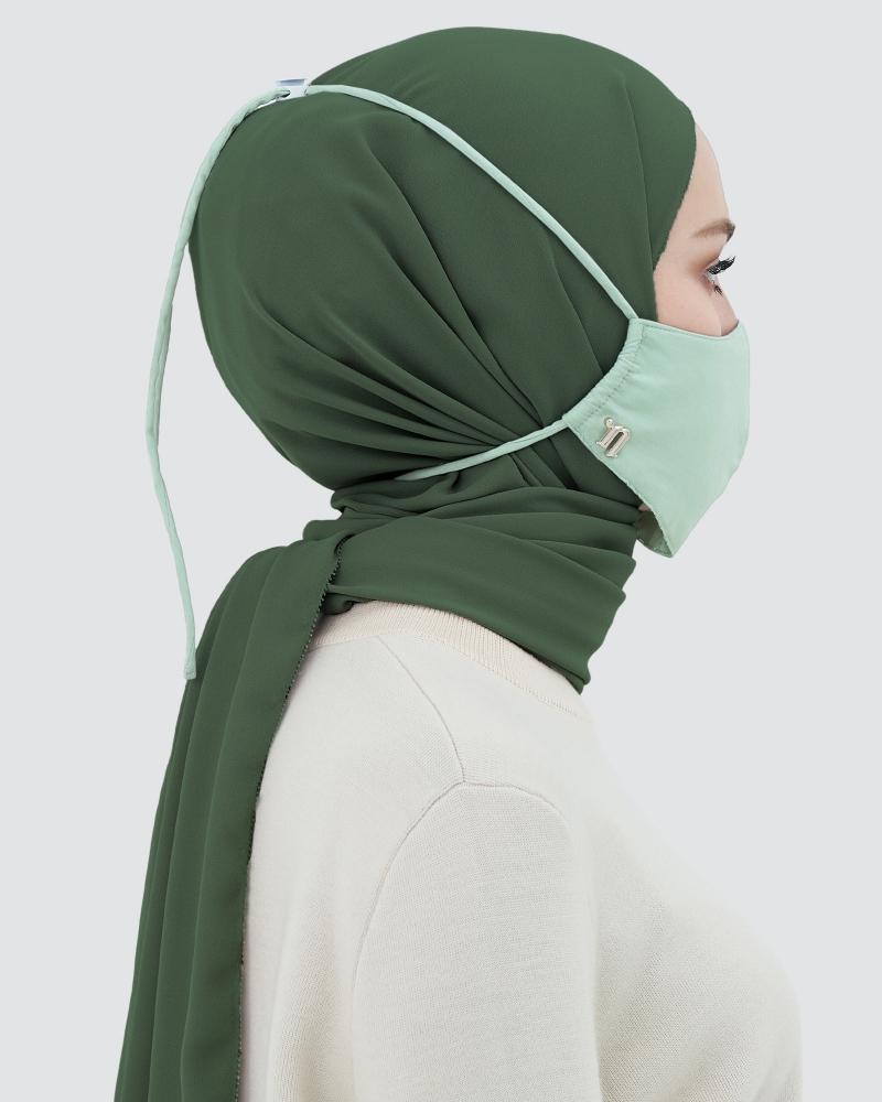 3-PLY COTTON FACE MASK - ADJUSTABLE HEADLOOP - TURQUOISE